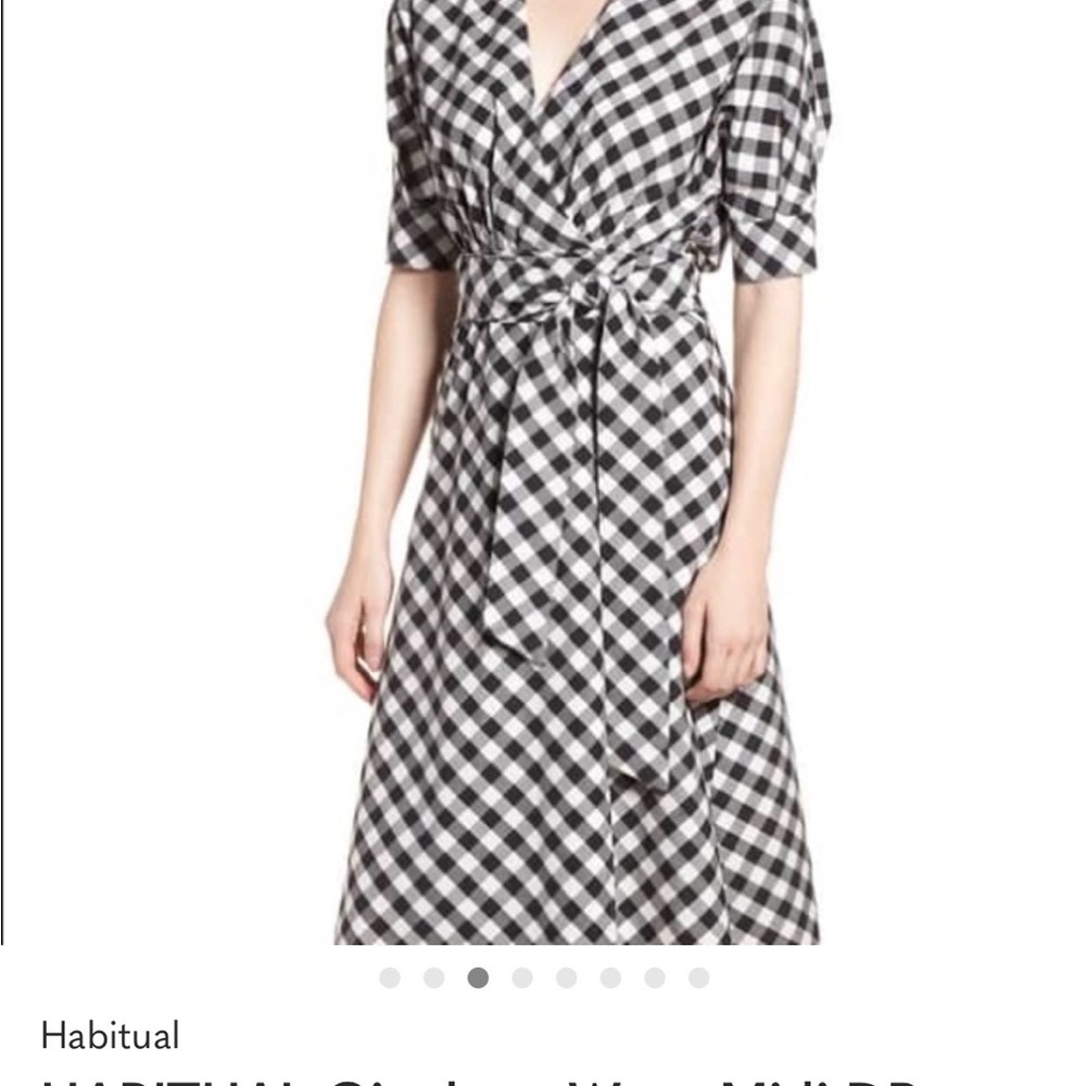 Habitual Black and White Gingham Wrap Dress